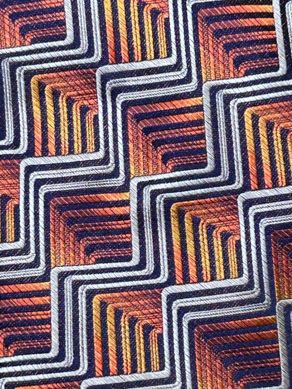 Jhane Barnes Handmade 100% Silk Woven Tie Multicolor Geometric